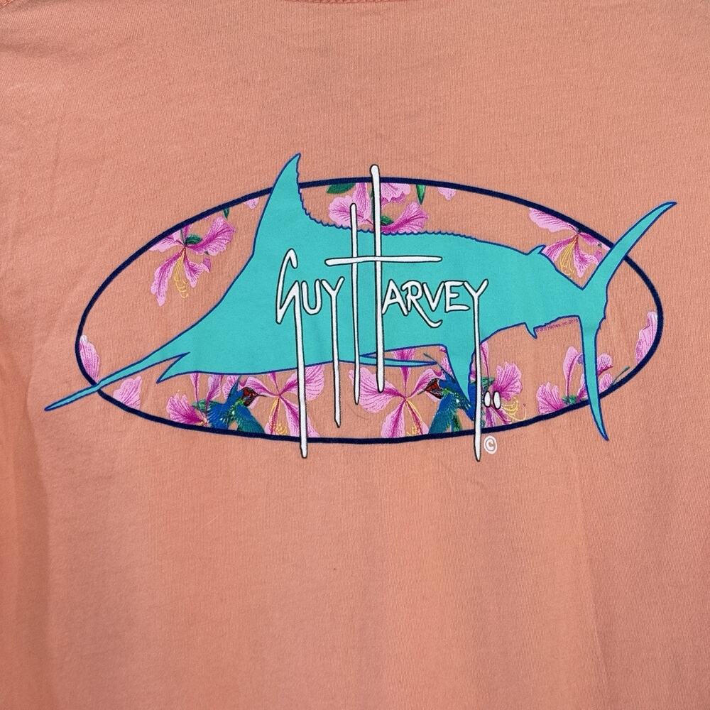 Guy Harvey Long Sleeve T-Shirt Women’s Small Cotton Coral Peach Marlin Fishing - Picture 5 of 7